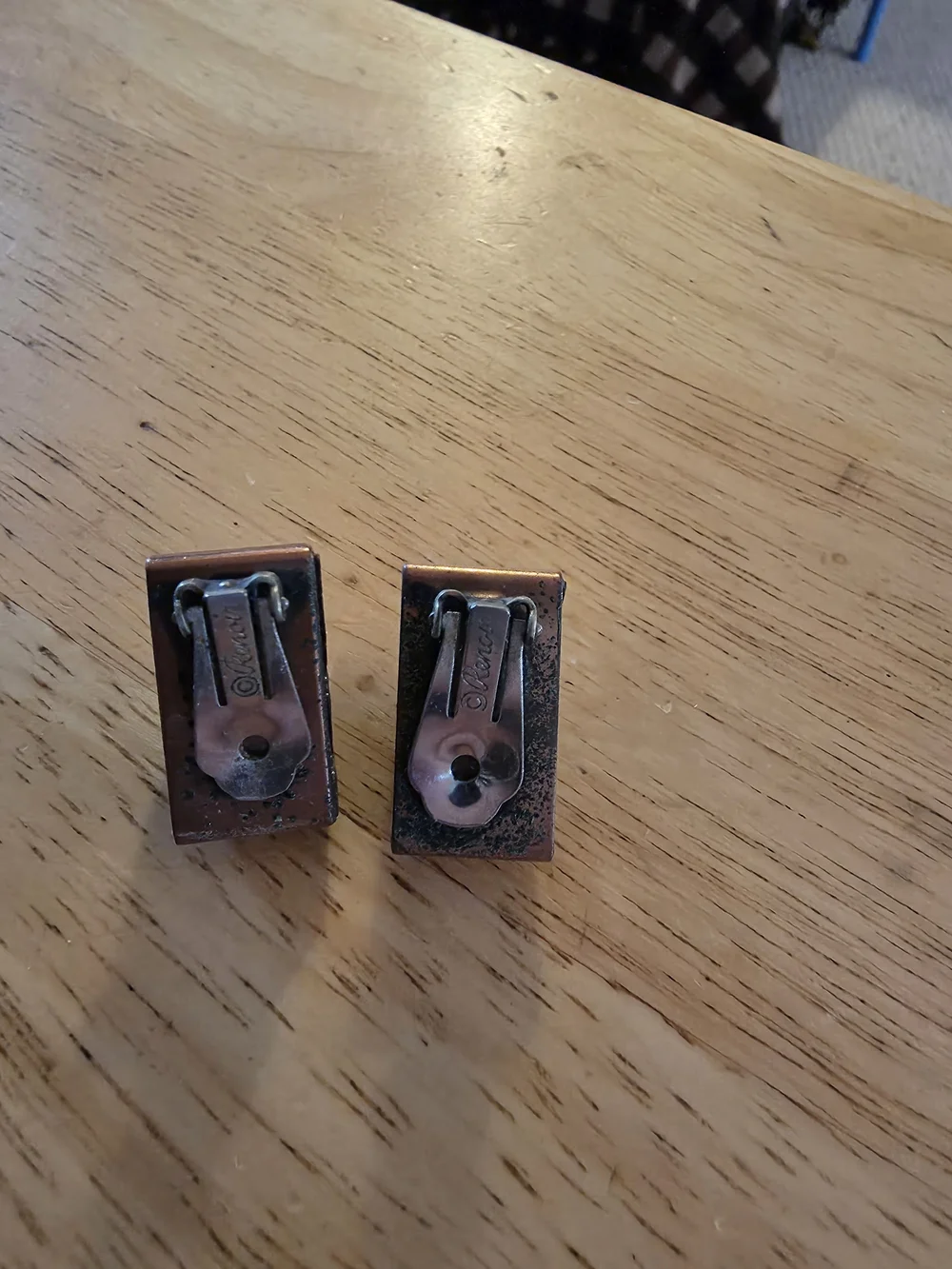 Vintage 1950 Renoir Sign Copper Clip On Earrings